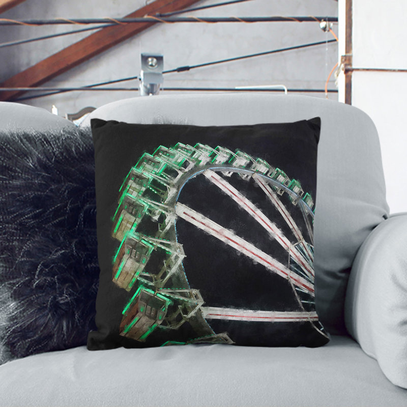 Ferris Wheel Vol.1 Painting Square Throw Cushion, 40cm H x 40cm W x 15cm D, Stone
