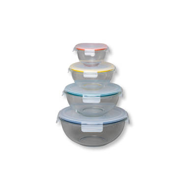 Genicook 5 Pc Container Nesting Borosilicate Glass Mixing Bowl Set