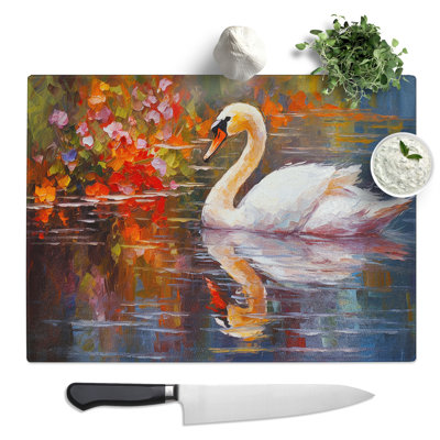 Swan Palette Knife  Glass Chopping Board