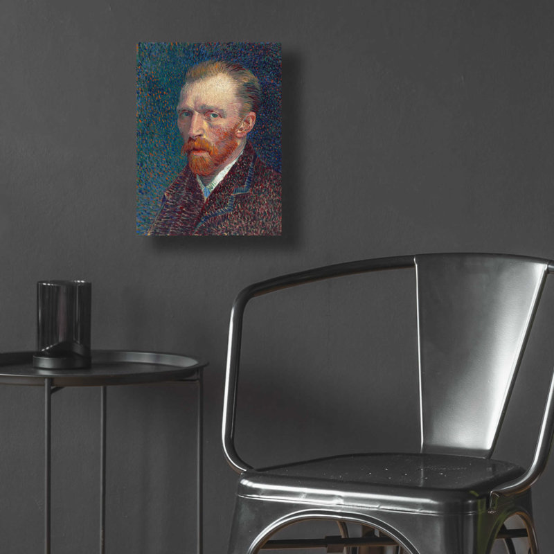 Art mural en verre rouge «Self-Portrait 1887» par Vincent Van Gogh, H 16 po x l 12 po x P 0,13 po