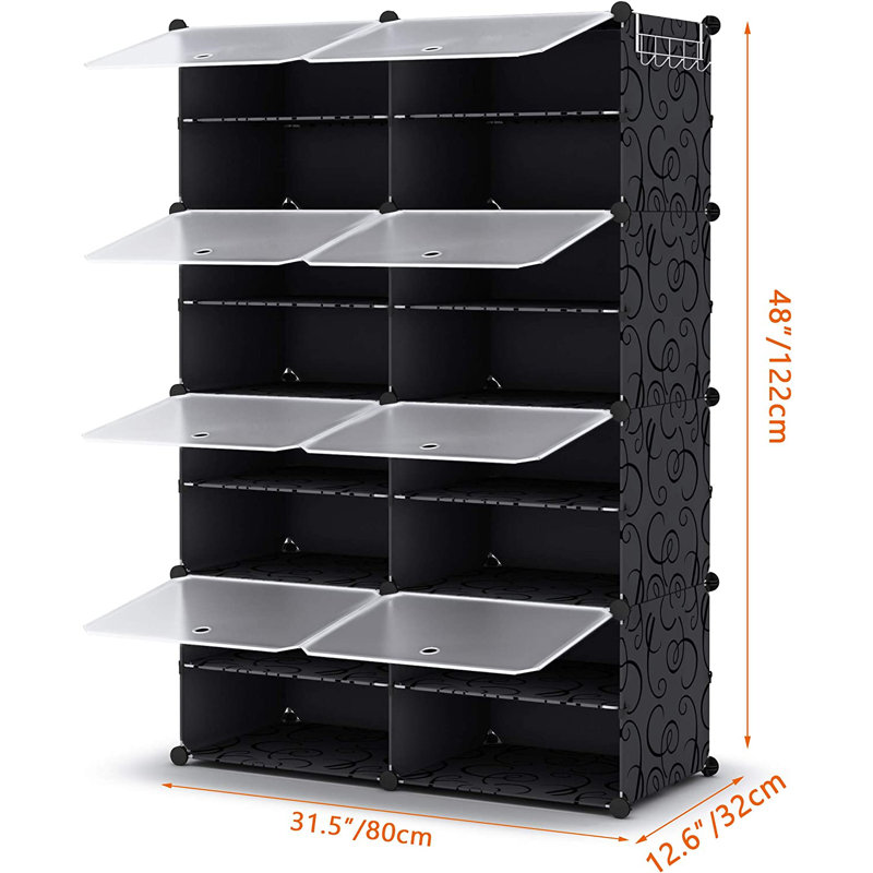 32 Pair Shoe Rack, Black