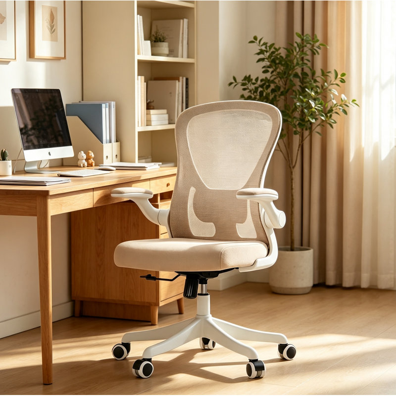 Task Chair, White/Khaki