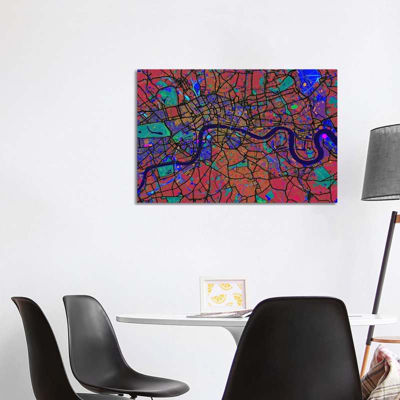 London Map (Abstract) V by Michael Tompsett - 1 Piece Wrapped Canvas Wall Art