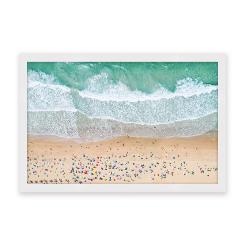Coastal Retreat Summer Beach by  - Picture Frame Photograph on Paper, 32" H x 48" W x 1.125" D, Beige, Framed Matted Print