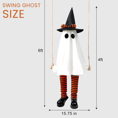 Décorations d'Halloween pour l'extérieur - grand décor de fantôme suspendu suspendu de 6 pi | Décoration d'Halloween illuminée, décorations fantaisistes mignonnes de fantômes pour le vestibule du porche, accessoires de maison hantée