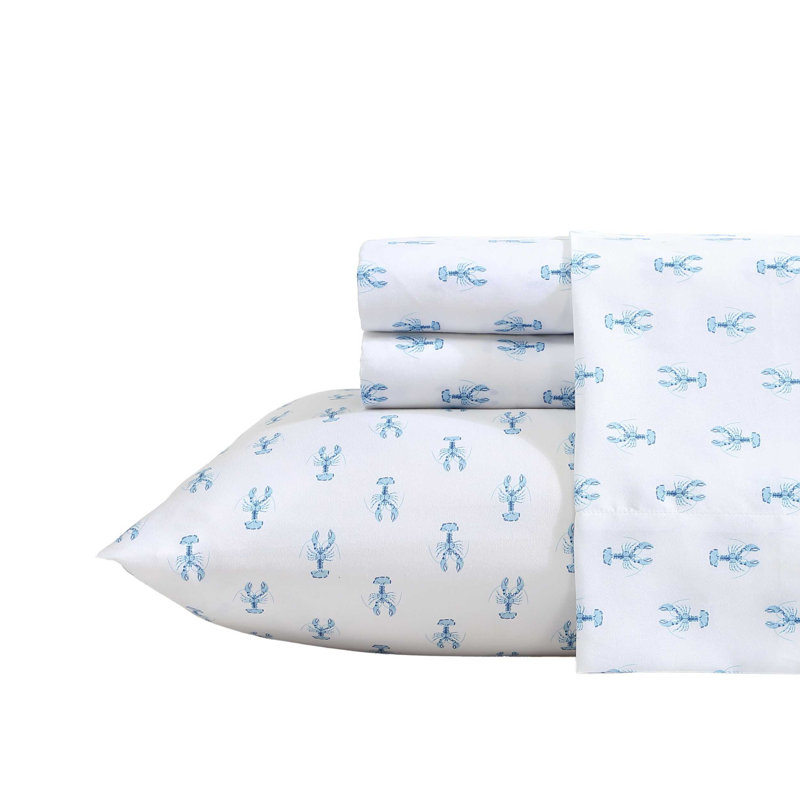 Nautica Ocean Breeze Cooling Striped Sheet Set, Twin XL Sheet Set with 1 Pillowcase, White/Blue