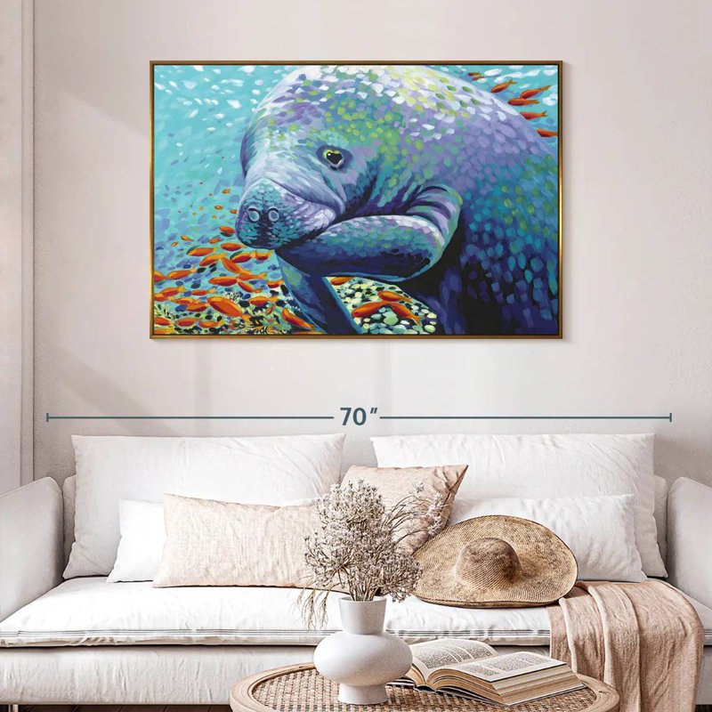 Chérie de mer II, 46 po x 31 po, Cadre flottant doré
