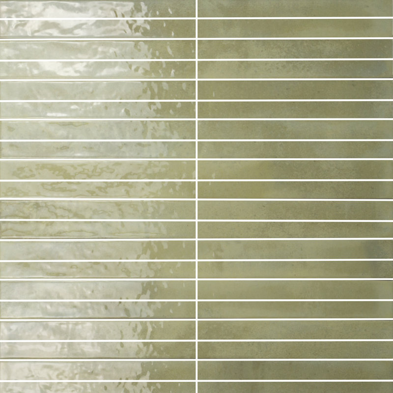 Makalu 2" x 20" Zellige Porcelain Wall Tile, Menta Light Mint Green
