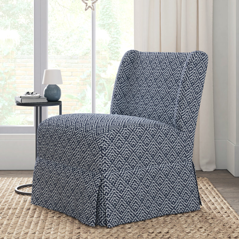 Averykate 28'' Wide Slipcovered Chair with Wingback, Gray Geometric