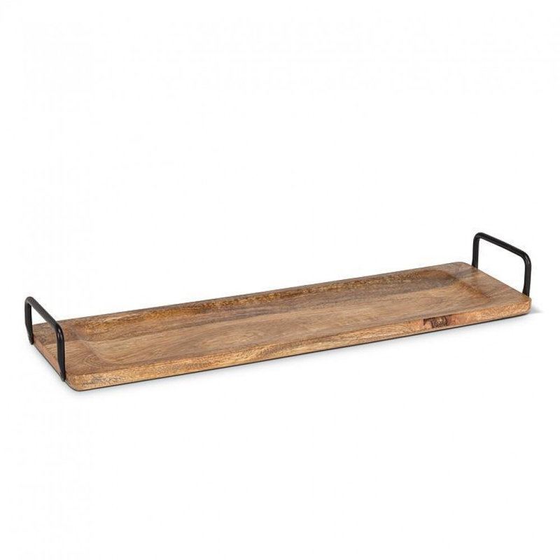 Plateau rectangulaire avec poignées Mangowood