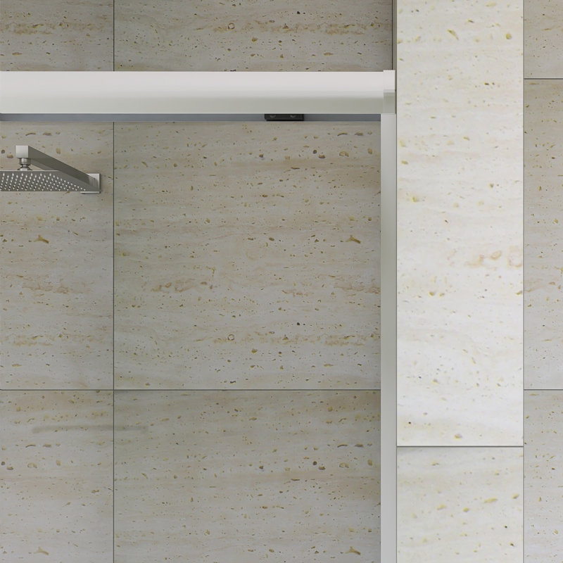 56-60 "W X 60" H Aluminum Frame Double Sliding Shower Door In Brushed Nickel Finish, Brushed Nickel