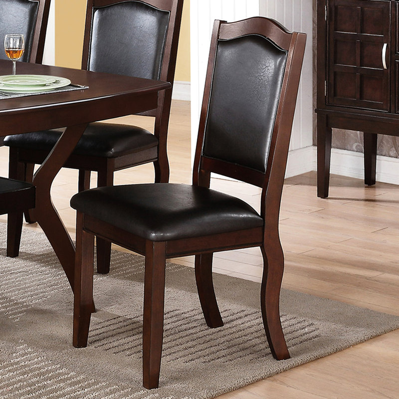 Chaises de salle à manger en similicuir, brun foncé (de 2). Cadre en bois. Capacité de poids de 250 lb. Idéal pour les pièces formelles, décontractées et les cuisines surélevées. Chaises à dossier solide (2). Cadre avec cadre parfait