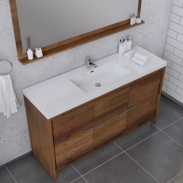 Latitude Run® Feike 60'' Free Standing Single Bathroom Vanity with ...