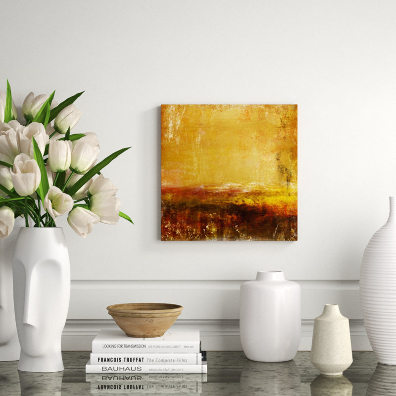 «Chroma Horizons I» par Austin Beiv - Peinture, Gel coupé au couteau, H 15 po x l 15 po