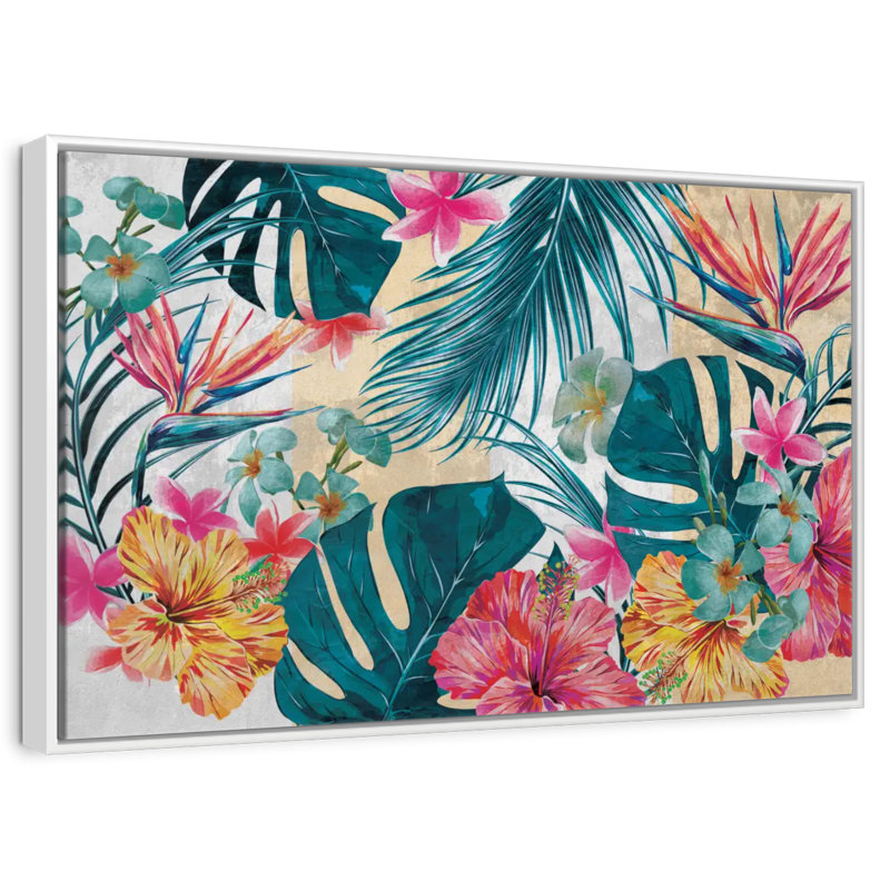 Flore tropicale, Cadre flottant blanc, 40 po x 27 po