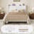 Modern Tufted Upholstered Bed In Velvet Or Linen With Charging Station & Headboard Shelf, High Clearance Under Bed Storage-290350263-290350262