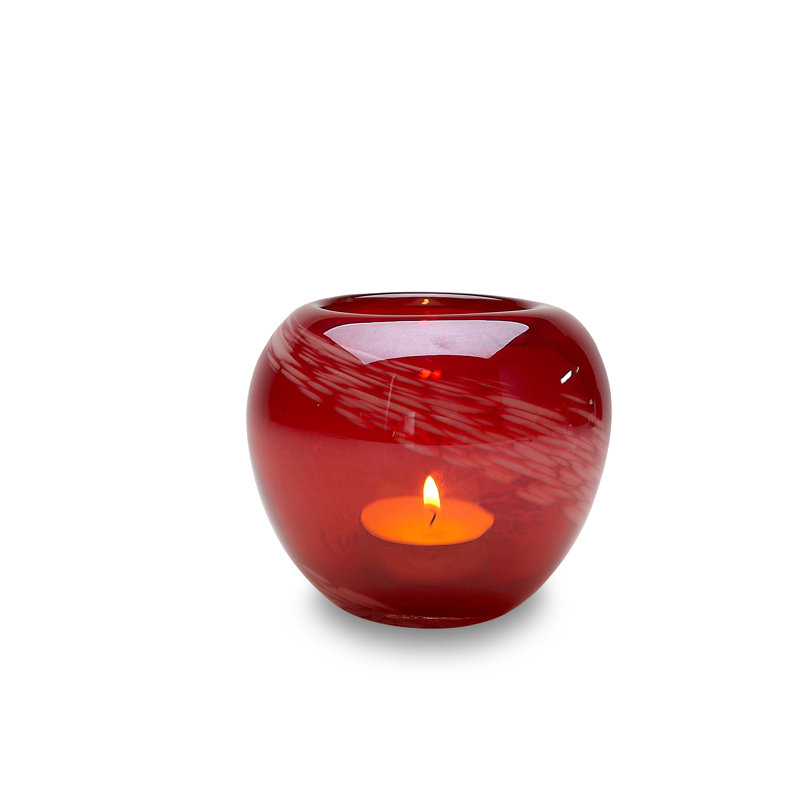 Pearl 3.4'' H Glass Tabletop Votive Holder, Ruby