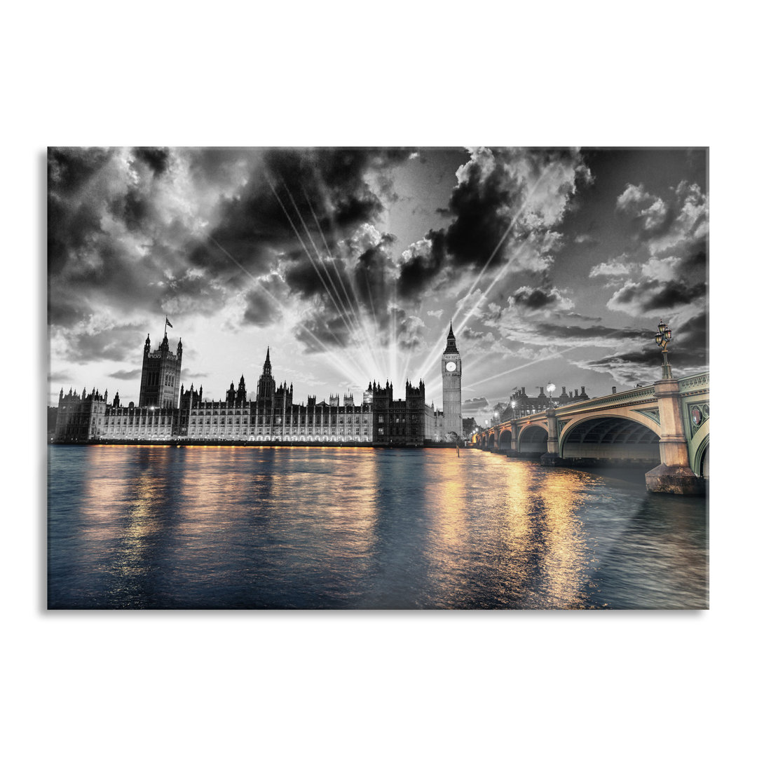 Glasbild | Wandbild Auf Echtglas | Westminster Abbey Mit Big Ben Inkl. Aufhängung Und Abstandshalter LFs7472