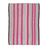 Vintage Frazada Kilim In Fuschia And Mauve Striped Pattern - Rug & Kilim