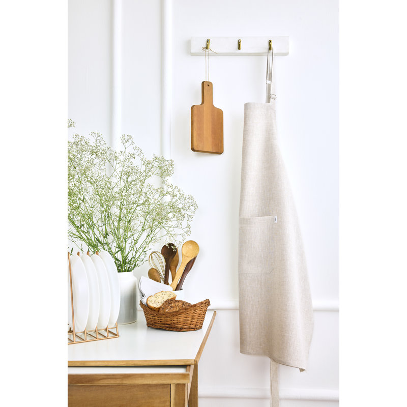 Linen Full Midi Apron - 100% Pure Linen Apron, Light Natural