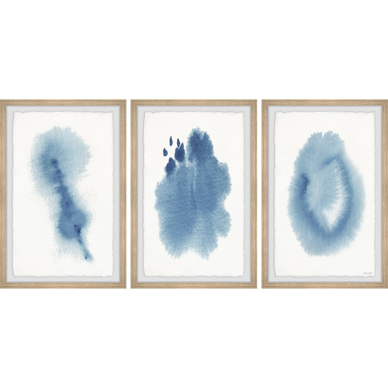 «Amazing Blue Ink» par Marmont Hill - Ensemble de 3 reproductions de cadres photo simples, H 12 po x l 8 po x P 1,5 po