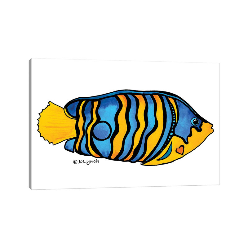 Fish Blue Yellow Stripe II by Jo Lynch - Wrapped Canvas Gallery-Wrapped Canvas Giclée