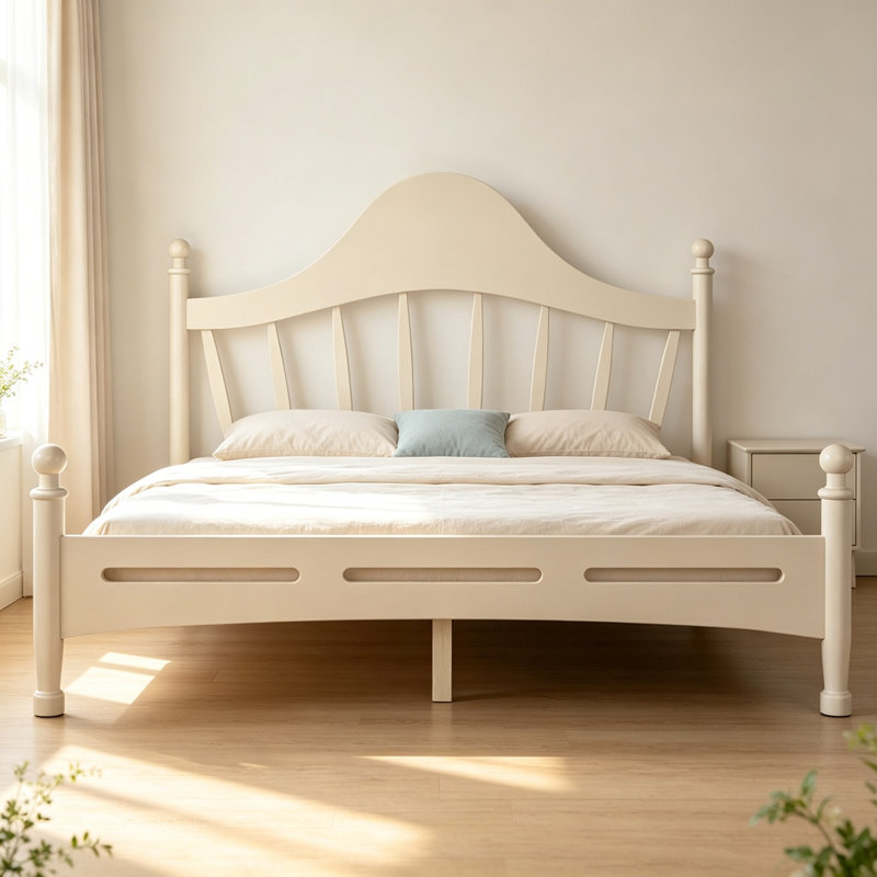 Grand lit plateforme avec tête de lit chic, structure de lit en bois massif avec support à lattes, aucun sommier tapissier requis