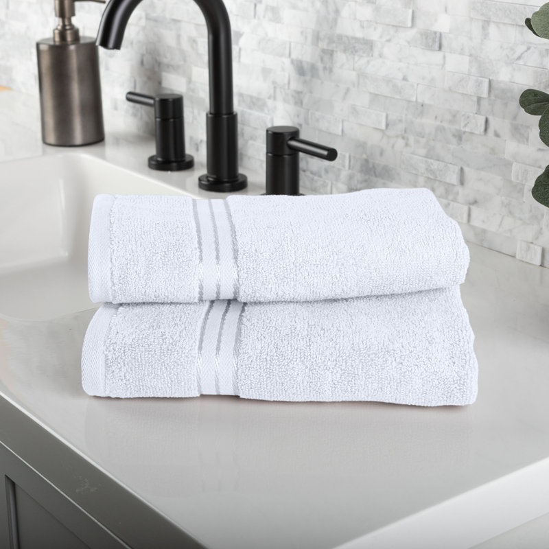 Lavish Home 6 Piece Bathroom Towels Set - 625GSM 100% Cotton Bathroom Essentials with 2 Absorbent Wash Cloths, 2 Hand Cloths, and 2 Bath Towel for Shower, Gym, Dorm and Spa (White)