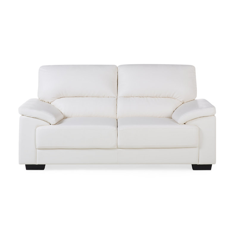 2 Seater Faux Leather Loveseat, Cream