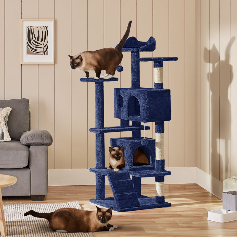 Meuble pour chat avec poteau à griffer pour chat Dagenham, H 54 po x l 20 po x P 20 po, Marine
