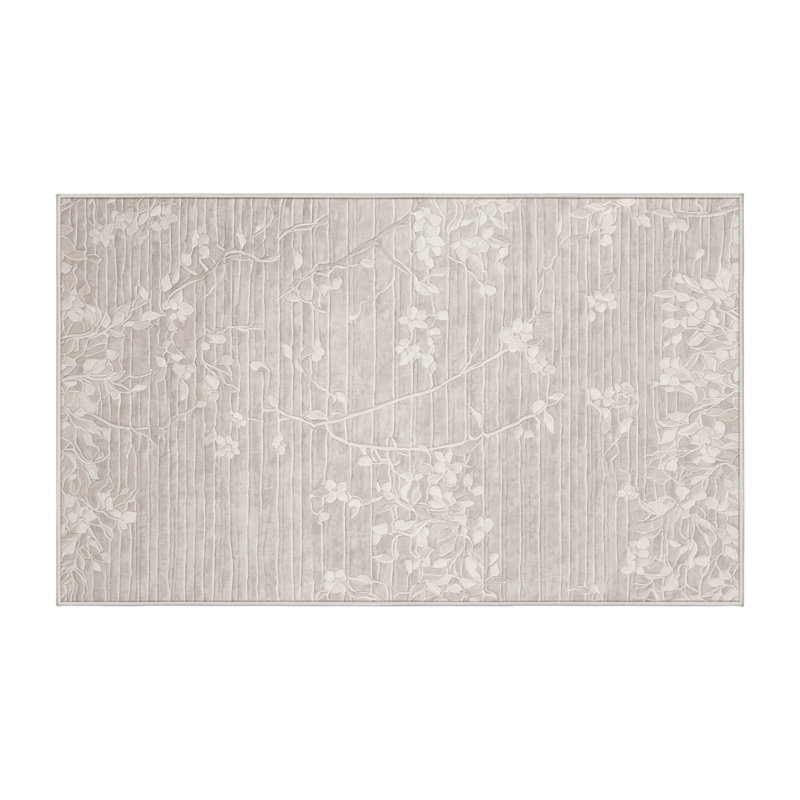 Machine Washable Beige Area Rug, Rectangle 5' x 7'