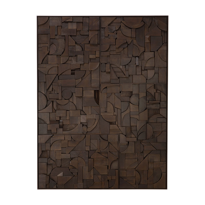 Handmade Solid Wood Wall Decor, Dark Brown, 36" H x 47" W x 2" D
