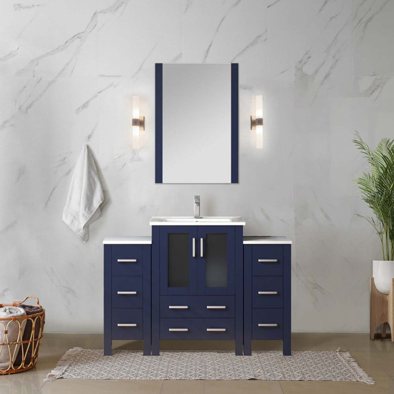Meuble-lavabo polyvalent avec de nombreuses options de rangement et des caractéristiques haut de gamme, Marine