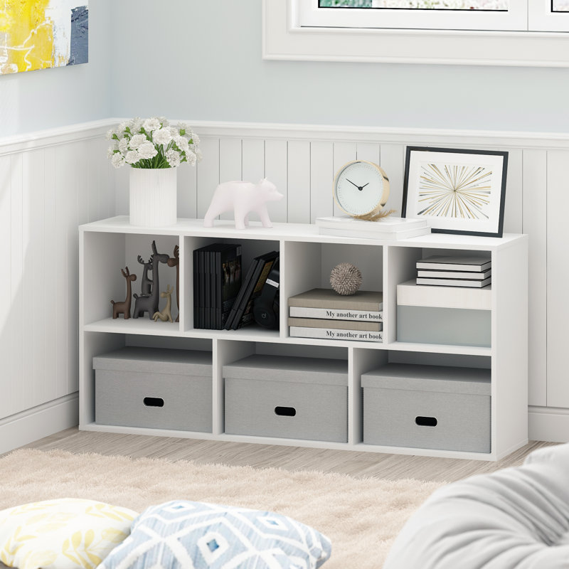 Gonzales 19.5" W Standard Bookcase, White, (7 Shelves) 41.7"H x 19.5"W x 9.4"D