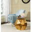Pentagonal Iron End Table with Glass Top