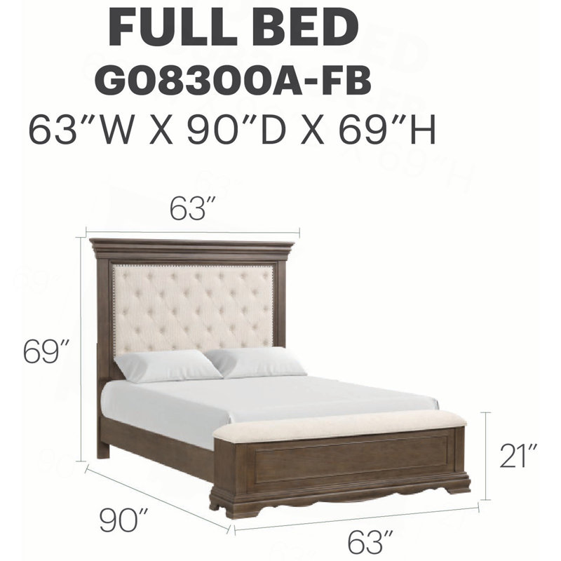 Lit double (matelas non inclus), gris