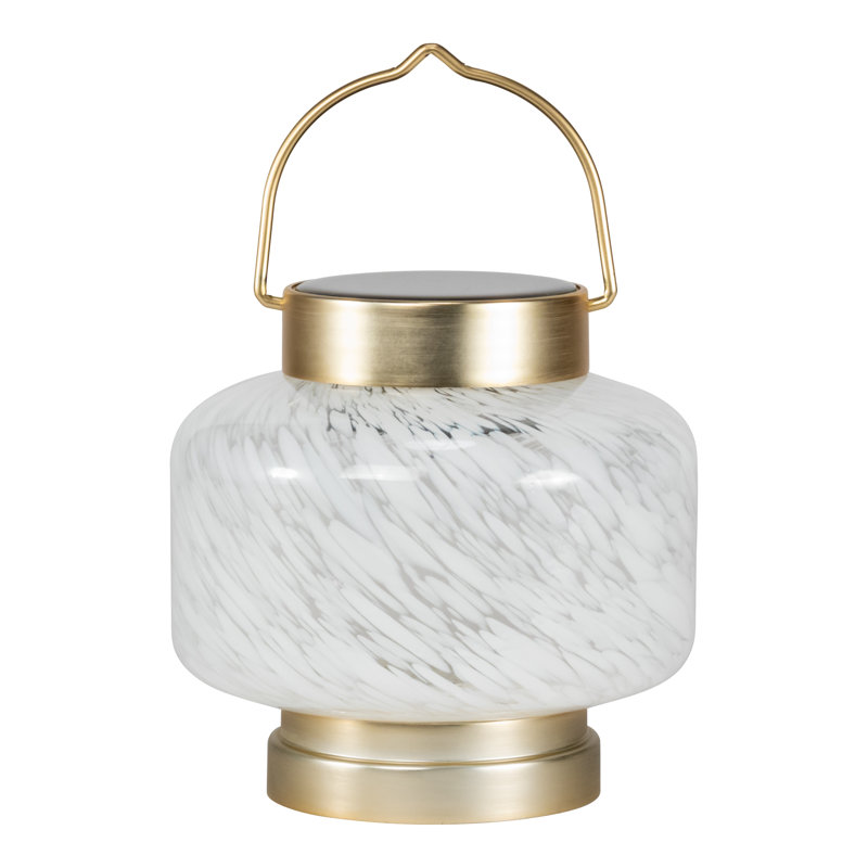5.5'' White Glass Solar LED Outdoor Lantern