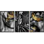 «Tropical Flower Mid-Century Collage Abstract Shapes Illustration», ensemble de 3 impressions sur toile-84975201-84975203