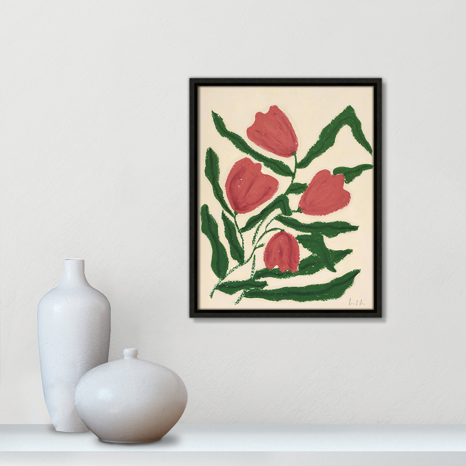 Red Tulips  Print by Camilla Bergqvist, Espresso, 15.5" H x 12.5" W