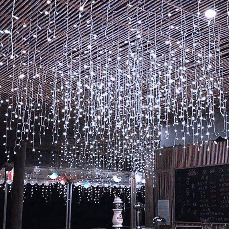 Guirlande de guirlandes de rideau imperméable avec guirlande de lumières à DEL 9,8 pi 9,8 pi Abdulshakur, Blanc froid