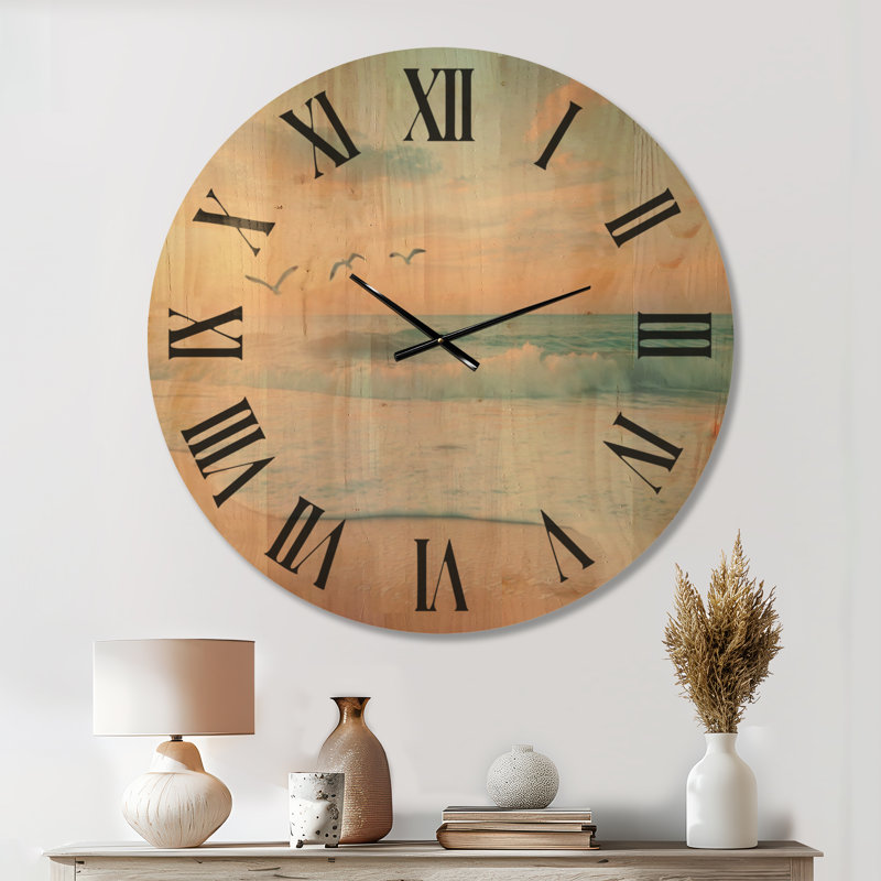 Grande horloge murale en bois Seascape - Pulse Paradise, Oversized