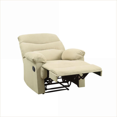  35 Inch Single Seat Motion Recliner, Warm Beige Microfiber Adjustable Lounger for Living Room