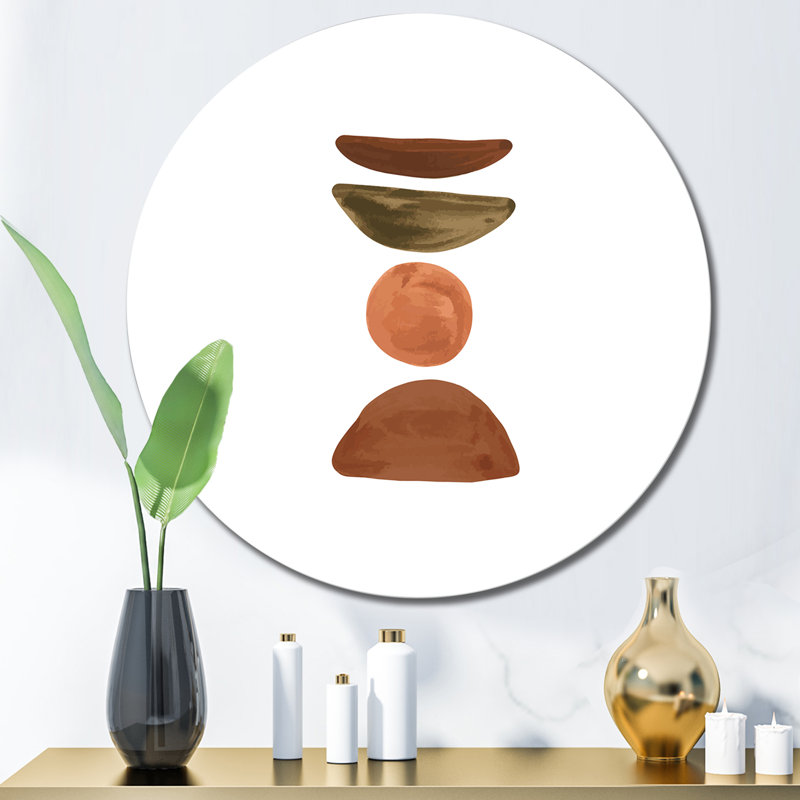 Minimal Half Moons And Orange Full Moon " Minimal Half Moons And Orange Full Moon ", 29" H x 29" W x 1" D