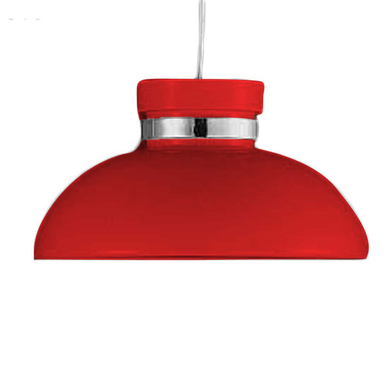 Eldric 1-Light Indoor Red Single Dome Pendant with Brass Accent Ring