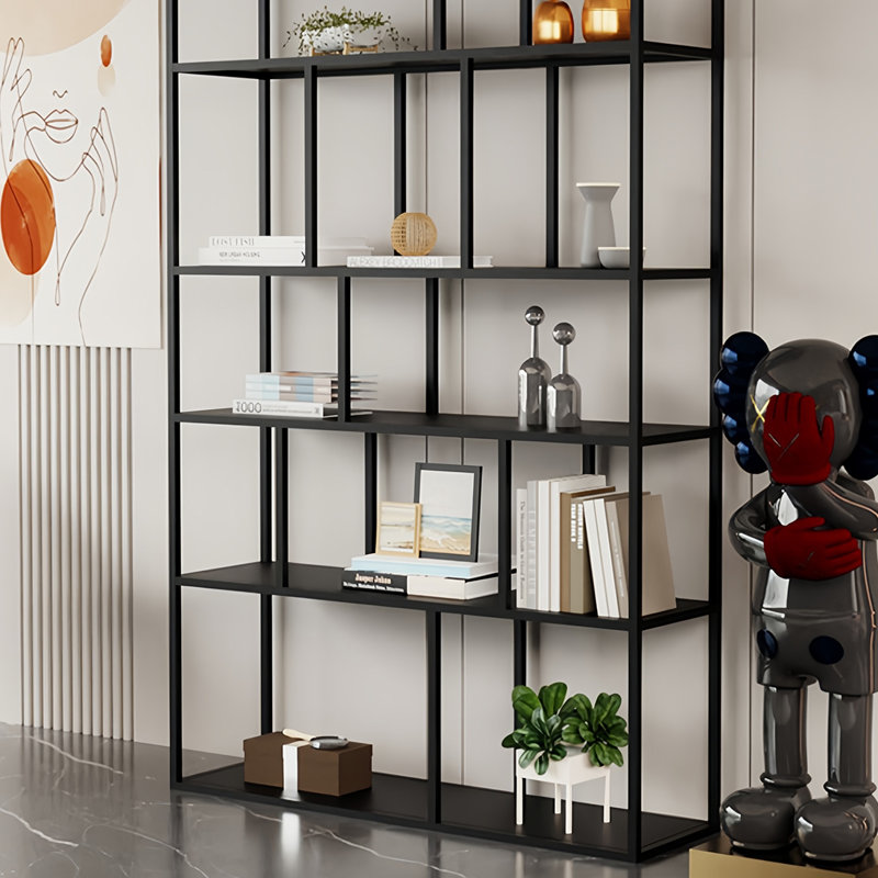 Une bibliothèque avec une créativité esthétique simple, Noir, H 78,7 po x l 39,3 po x P 11 po