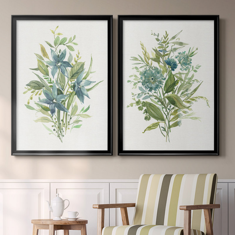 «Greenery I», ensemble de 2 peintures sur toiles, H 30,5 po x l 42,5 po x P 3 po, Black Framed Canvas