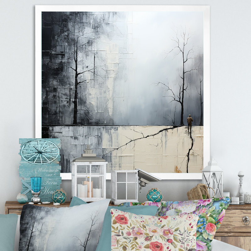 Simplicity Winter Dream Abstract, H 30 po x l 30 po x P 1 po, Cadre simple blanc