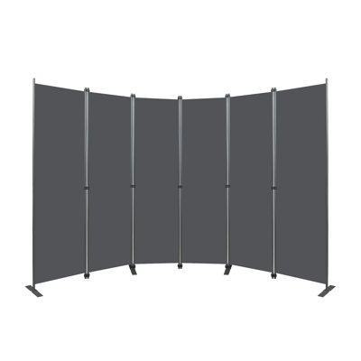 6-Panel Freestanding Room Divider, 120" W x 71" H Gray Folding Privacy Screen for Bedroom, Office & Living Room