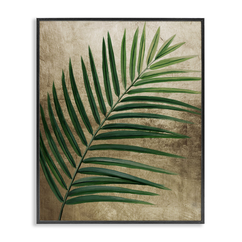 Giclée de feuille de palmier terreux, design par Anna Lischenko, H 30 po x l 24 po, Giclée encadrée noir minuit