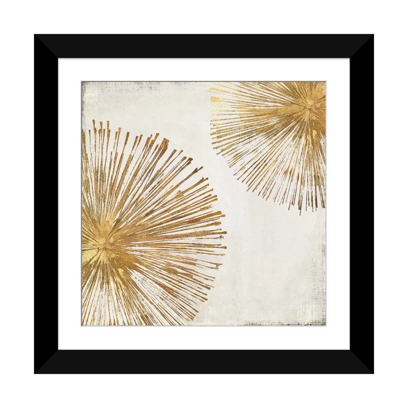 «Gold Star I», impression sur toile, H 24 po x l 24 po x P 1 po, Papier d'art encadré noir, Blanc